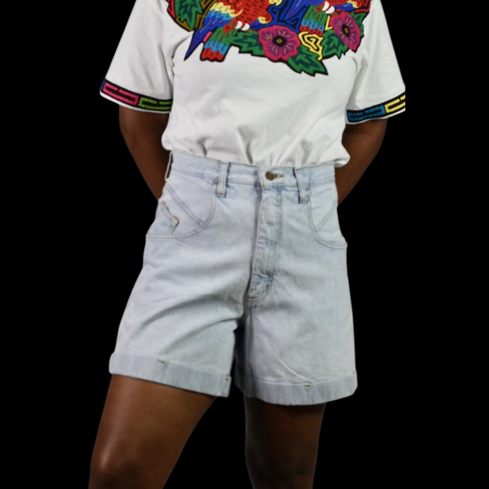 Vintage Giorgio Sant Angelo Jean Short Blue 90s Denim High Waist Cotton Yoked 10